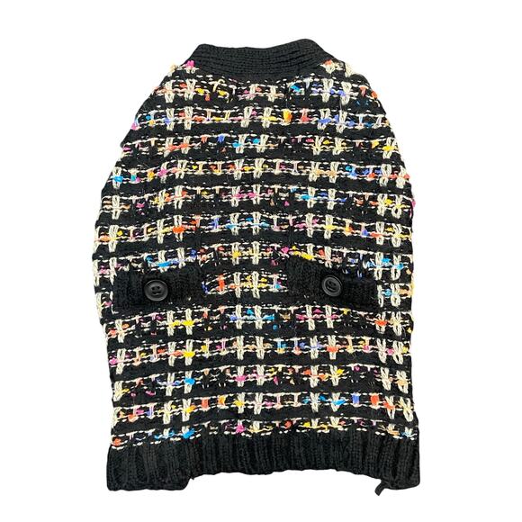 Aqua Pet Dog Cardigan Sweater Button Closure Cozy Winter Black Multicolor Medium - Picture 7 of 9